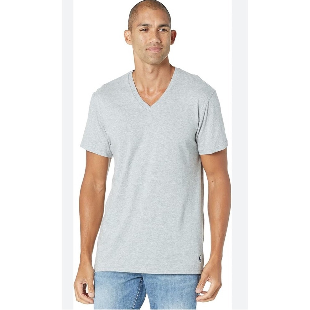 Polo Ralph Lauren Mens V Neck T Shirt Classic Fit Gray Casual Tee